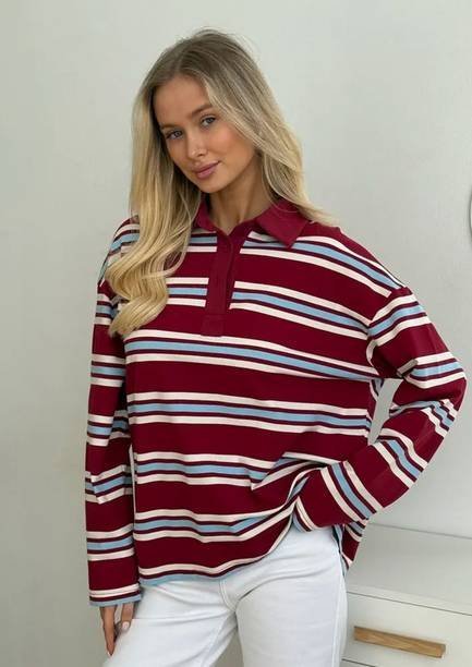 lulu-sky-striped-women-polo-neck-maroon-t-shirt.jpeg