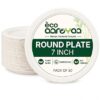 Eco Aaroyaa Round Bagasse 7-Inch Disposable Plates - Eco-Friendly Disposable Plate for Food - Biodegradable Use and Throw Plates - Strong and Sturdy, Oil & Water Resistant (Pack of 25))