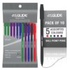 Eziglide Ballpoint Pens, Pack of 10 Ballpoint Pens, Smooth Writing Action - Medium Point 1 mm Coloured Pens Multipack - Ballpoint Pens Ideal Pens for School, Home or Work Stationery