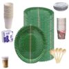 UR LITTLE SHOP 100% Biodegradable_Eco Friendly_12 Inch Paper Dinner Plates_Paper Glasses_ Tiffin Plates_Wooden Spoons_Paper Tea Cups_Tissues_Tooth Picks_All Items Pack of 25 Combo_ ULSP2