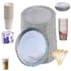 RED WIND 100% Biodegradable_Eco Friendly_12 Inch Paper Dinner Plates_Paper Glasses_ Tiffin Plates_Wooden Spoons_Paper Tea Cups_Tissues_Tooth Picks_All Items Pack of 25 Combo_ RWPP1