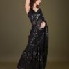 Women's trendmalls women's georgette sequence embroidery work saree with blouse piece