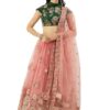 Women's divine international trading co women's net embroidered semi-stitched lehenga choli with dupatta (peach-wedding-girlish-latest-lehenga; free size;7315)