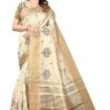 Women's Assam Cotton Silk With Golden Border Thread Embroidery Saree With Blouse Piece