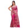 women's bishnupuri katan silk meenakari baluchari swarnachari bengal saree coral pink