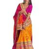 Women's Georgette Bandhani Foil Printed Embroidery Saree With Unstitched Blouse Piece