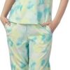 Women's Night Suit Set for Women, Lounge Wear, Printed Top and Pyjama Set for Women Nightwear/Loungewear/Night Dress for Women Knitted Tie & Dye Printed Crop T-Shirt -Pyjama