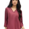Printed Top with Contrast Tipping – Stylish Ethnic & Western Tops for Women – Summer Travel Wear, Trendy Tops for Jeans, Lightweight & Comfortable Casual Wear
