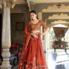 Women's Orange Sequence Embroidery Work Silk Semi-Sttiched Lehenga Choli-JH290ORG