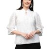 Women Summer Blue Lace Caual Top