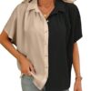 Shirts for Women – Korean Style Short Sleeve Oversized Button Down | Plus Size Workwear Top for Office & Casual Wear (Available in Plus Size)