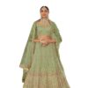 Pista Color Zarkan And Thread Work Organza Base Lehenga Choli For Women