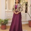 Womens Wine Color Readymade Lehenga Choli With Jacket