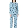Women's Cotton Mickey Mouse Print Pastel Blue Color Full Sleeves Night Suit.