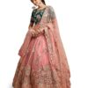Women's Net Embroidered Semi-Stitched Lehenga Choli with Dupatta | Traditional, Wedding, Ethnic WearLehenga for Women and Girls (7315-Peach-Wedding)