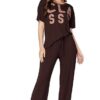 Night Suit for Womens Typhography Printed Modal Night Dress of Top and Pajama Set 9375