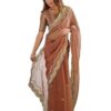 Women's Shimmer Chiffon Sequins Embroidery Saree with Unstitched Blouse Piece