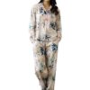 Women Night Suits Pajama Sets, Pure Cotton, Floral Printed, Maroon Color, Long Sleeve, Night Suit for Women, Sleep Suit - (SE-NSP-155_S)