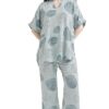 Night Suit for Womens Abstract Printed Viscose Night Dress of Top and Pajama Set 9429