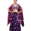 Women's Violet Embroidered Rayon Lehenga Choli With Shrug
