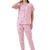 Women's Cotton Printed Short Sleeve Night Suit Set | Pajama Set | Casual Night Dress for Women | Airport Look Coord Set -2128